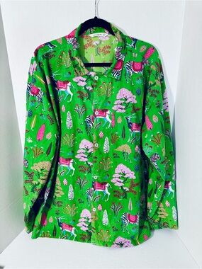 Printfresh Whimsical Print Pajama Button-Up Shirt & Pants Men’s Size XL Cotton